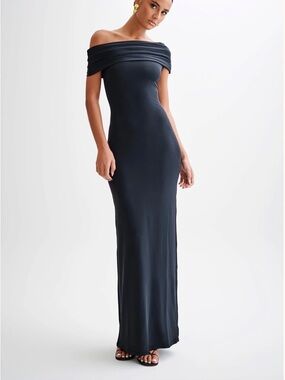 Off-Shoulder Black Maxi Dress